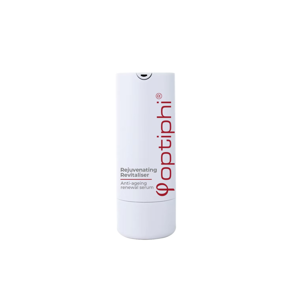 Optiphi Rejuvenating Revitaliser advanced anti-ageing serum with retinol, bakuchiol, peptides and antioxidants to improve firmness, skin density and visible signs of ageing